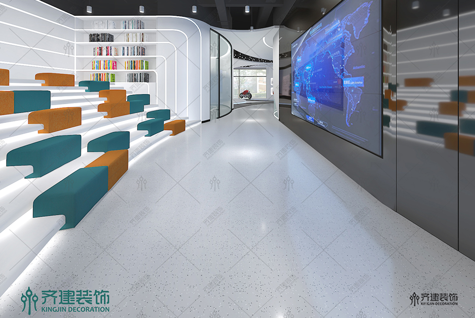 上海湯泉國際大廈辦公室數(shù)字展廳裝修設計效果圖